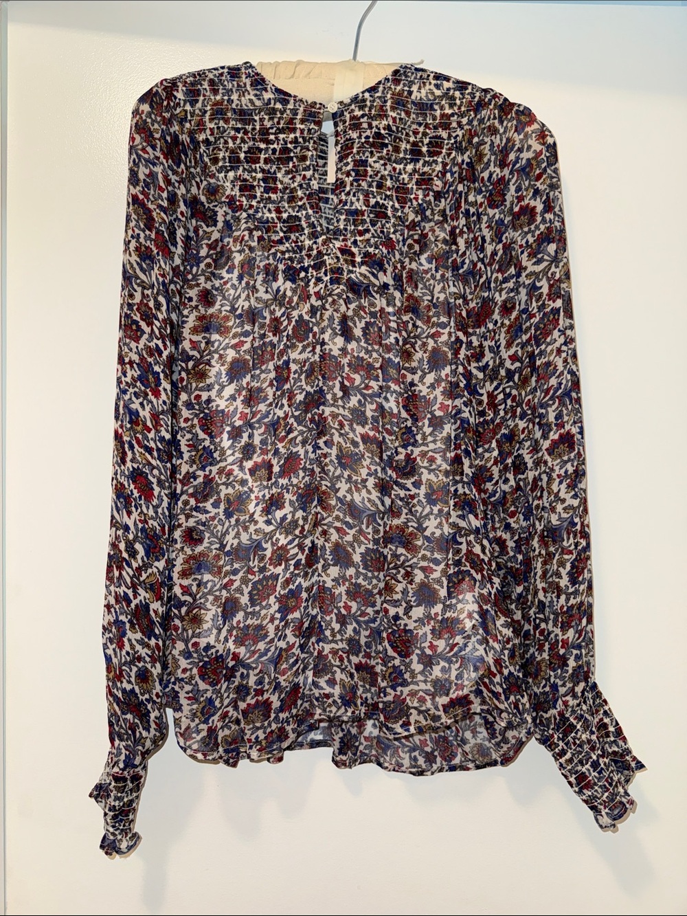 NWT Madewell 2 Piece Smocked Sheer Floral Print Blouse and Camisole